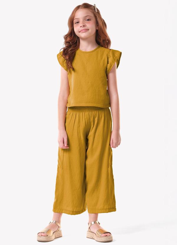 Conjunto Infantil Blusa com Pantacourt Amarelo