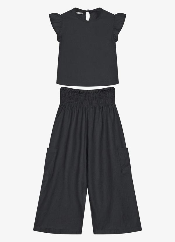 Conjunto Infantil Blusa com Pantacourt Preto