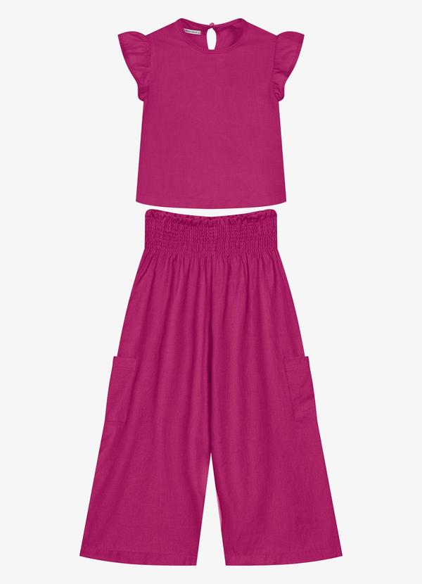 Conjunto Infantil Blusa com Pantacourt Rosa