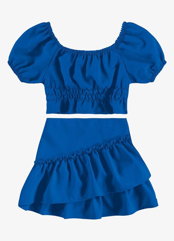 Conjunto Infantil Blusa com Saia Azul
