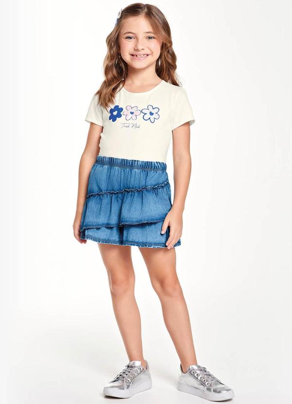 Conjunto Infantil Blusa com Saia Bege