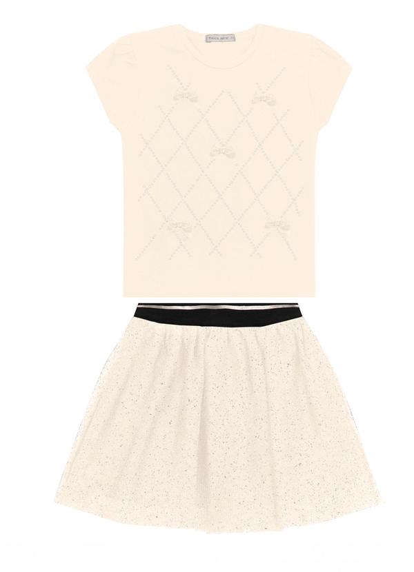Vista 2 Conjunto Infantil Blusa com Saia Bege Trick Nick Trick Nick