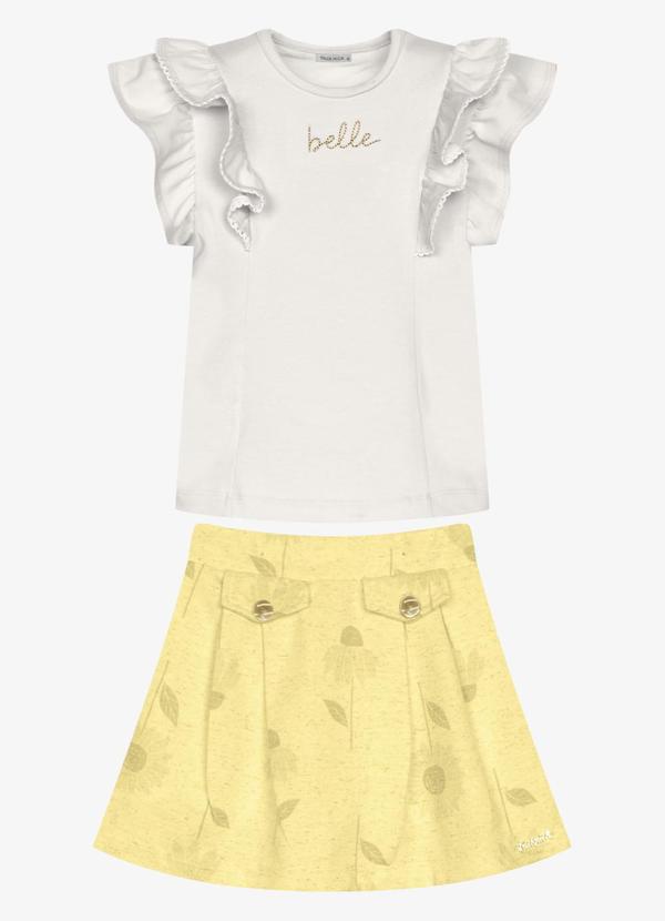 Conjunto Infantil Blusa com Saia Bege