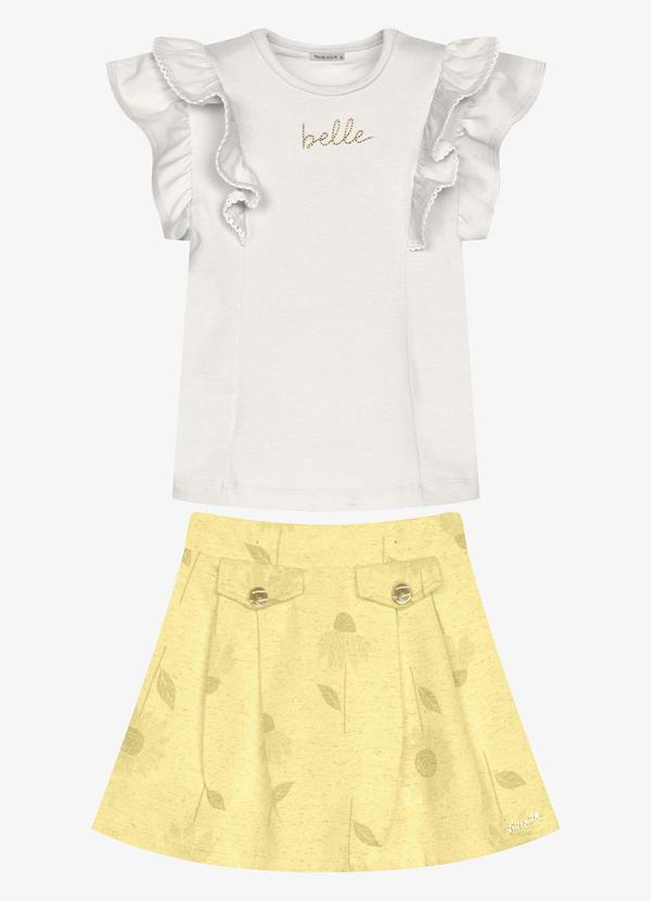 Conjunto Infantil Blusa com Saia Bege