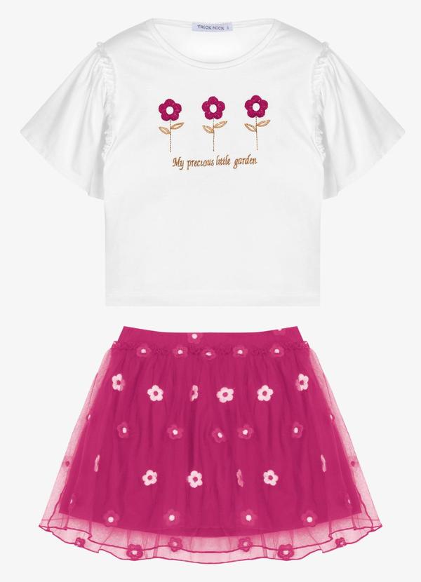 Conjunto Infantil Blusa com Saia Branco