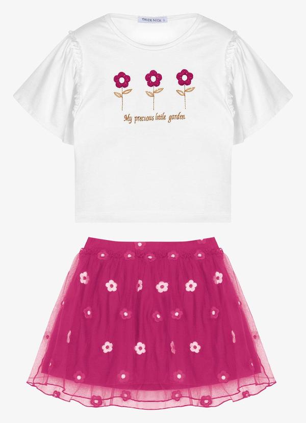 Conjunto Infantil Blusa com Saia Branco