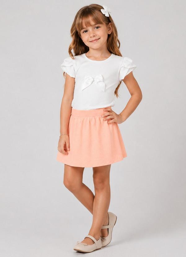 Conjunto Infantil Blusa com Saia Branco