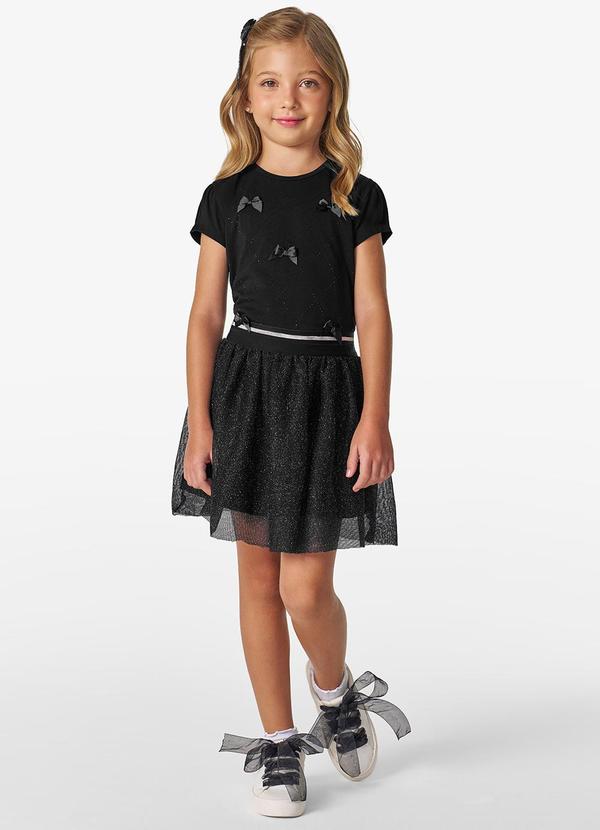 Vista 2 Conjunto Infantil Blusa com Saia Preto Trick Nick Trick Nick