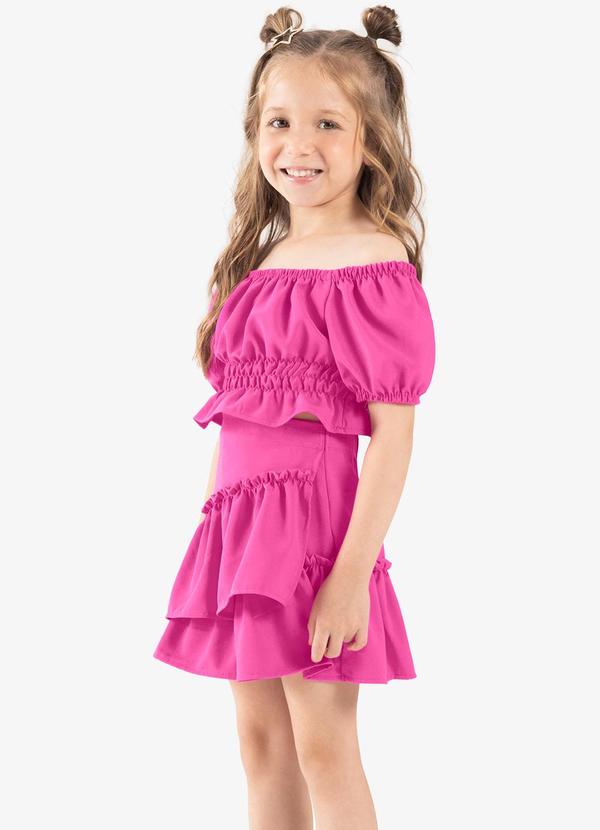 Conjunto Infantil Blusa com Saia Rosa