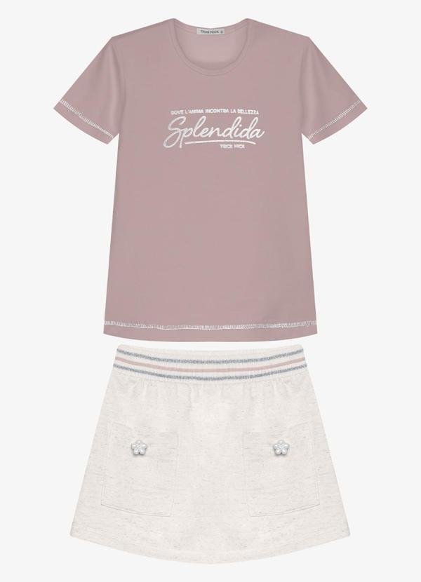 Conjunto Infantil Blusa com Saia Rosa