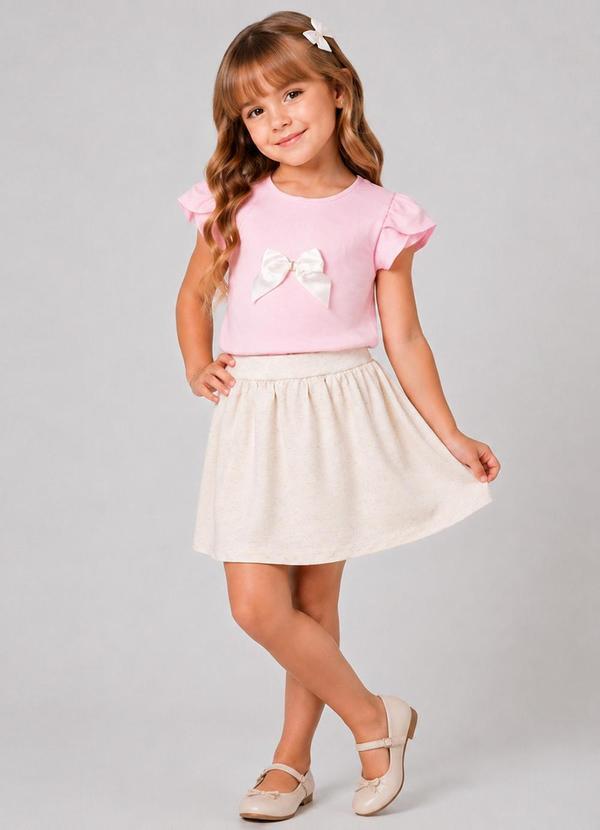 Conjunto Infantil Blusa com Saia Rosa
