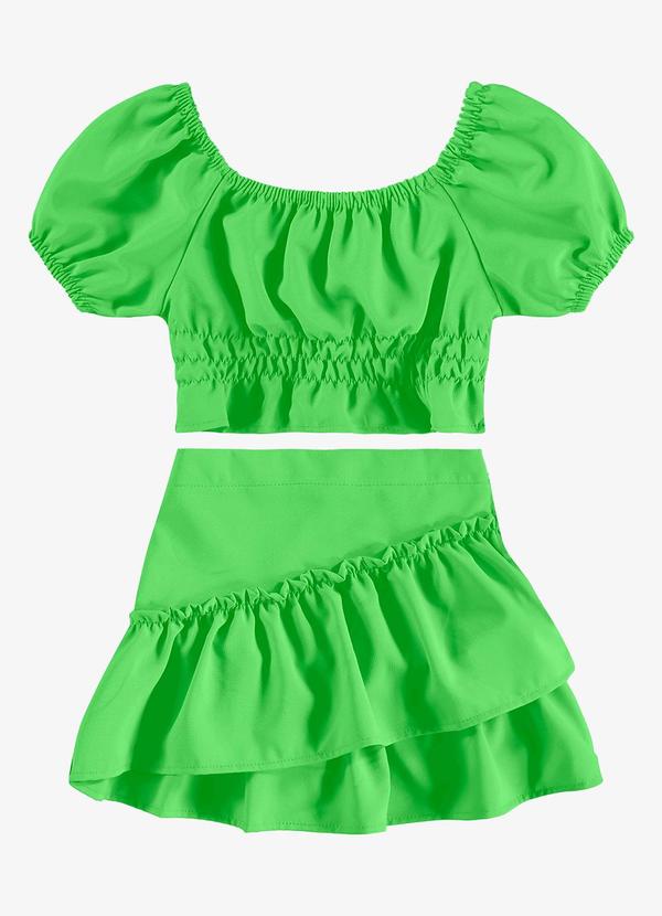 Conjunto Infantil Blusa com Saia Verde