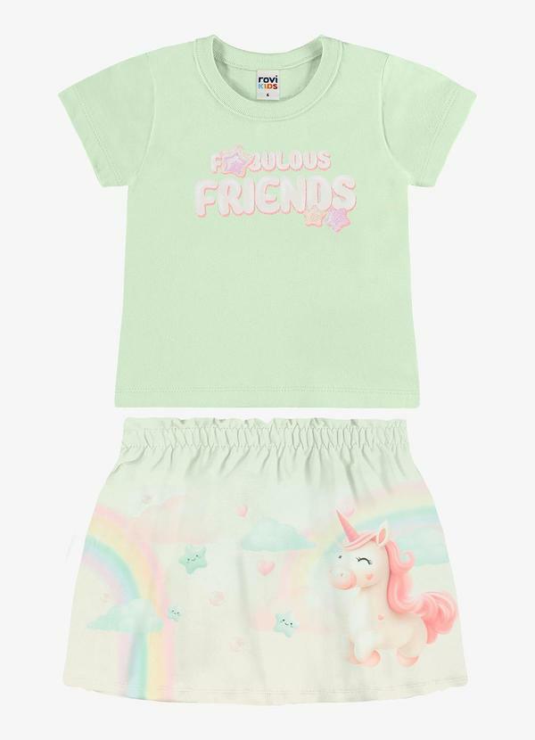 Conjunto Infantil Blusa com Saia Verde
