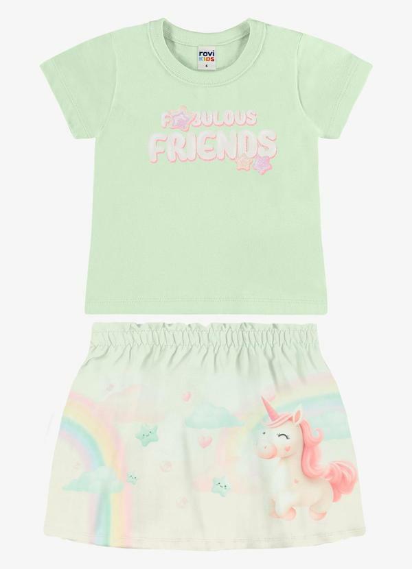 Conjunto Infantil Blusa com Saia Verde