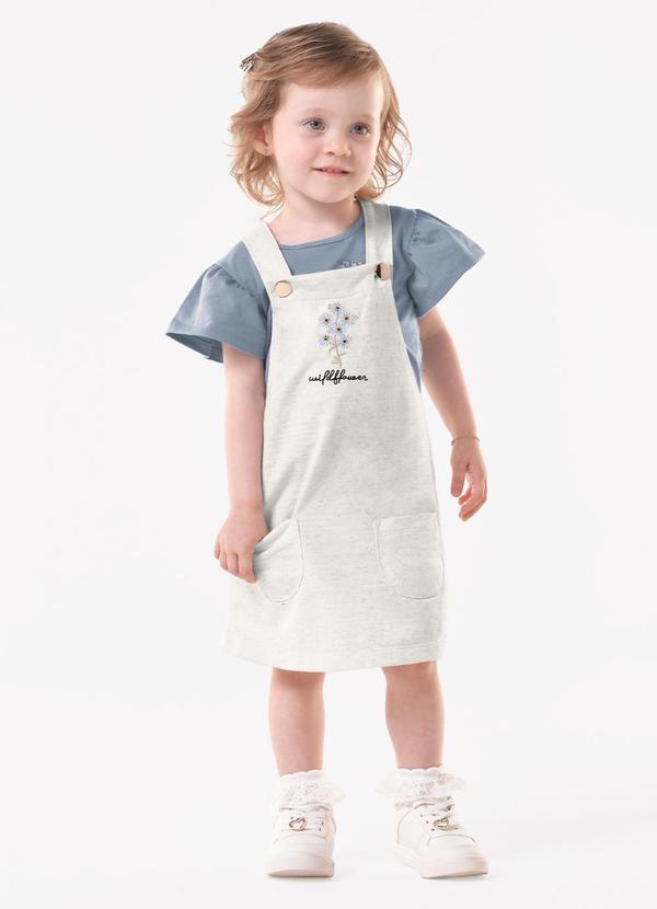 Conjunto Infantil Blusa com Salopete Bege