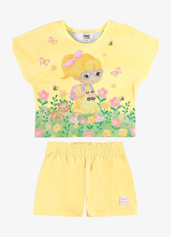Conjunto Infantil Blusa com Shorts Amarelo