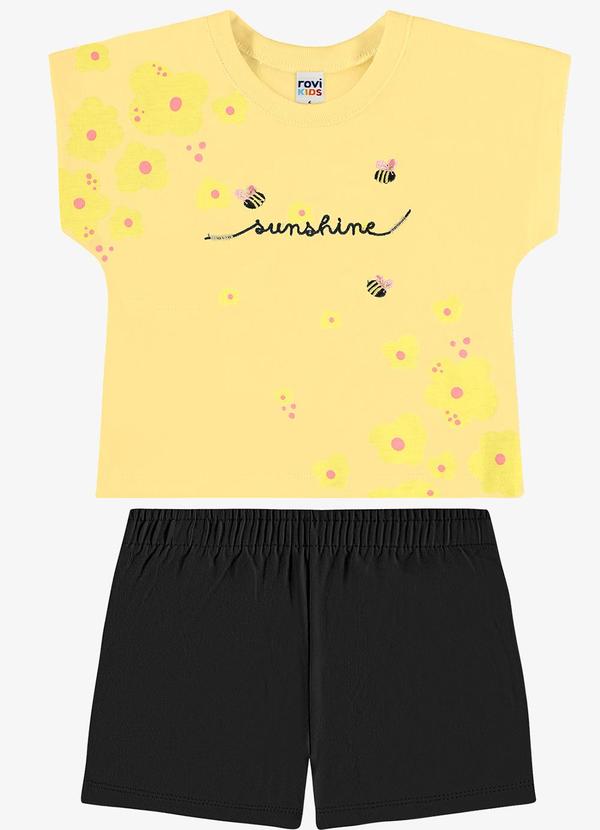 Conjunto Infantil Blusa com Shorts Amarelo