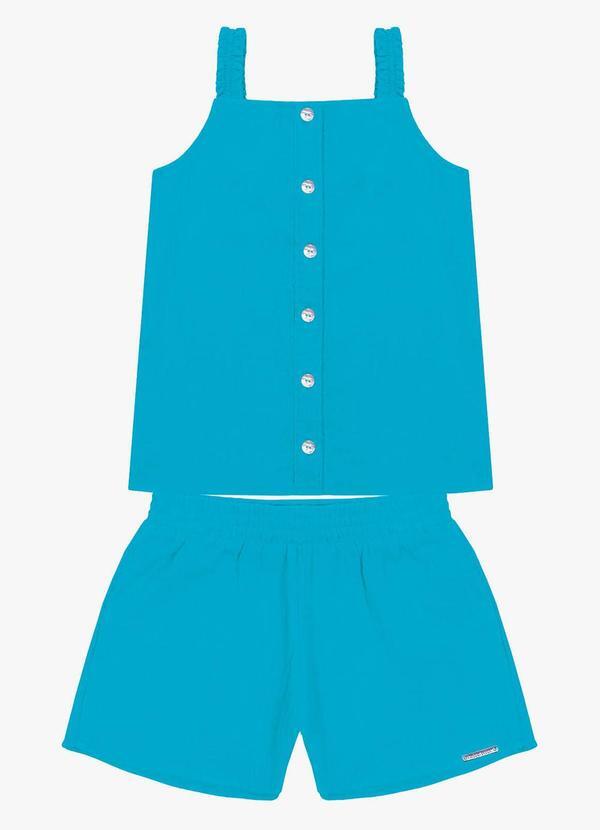 Vista 2 Conjunto Infantil Blusa com Shorts Azul Trick Nick Trick Nick