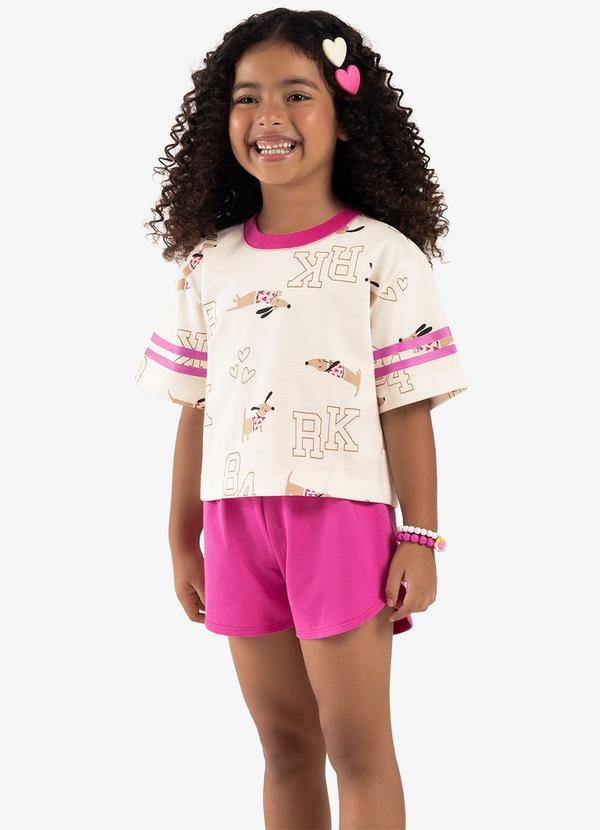Vista 2 Conjunto Infantil Blusa com Shorts Bege Rovi Kids Rovi Kids