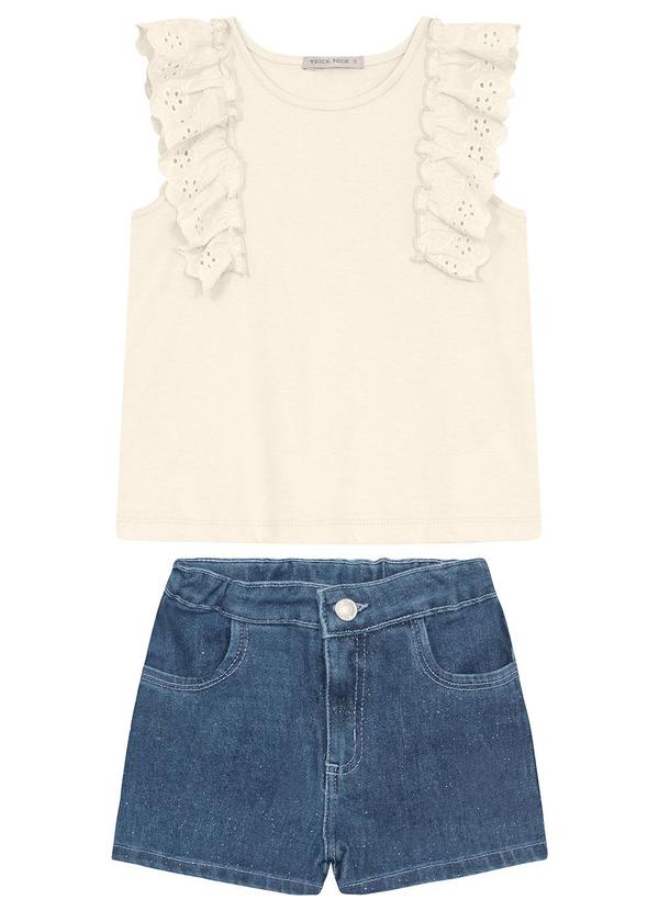 Conjunto Infantil Blusa com Shorts Bege