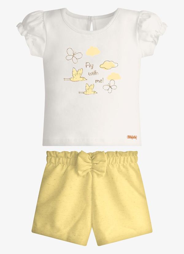 Conjunto Infantil Blusa com Shorts Bege