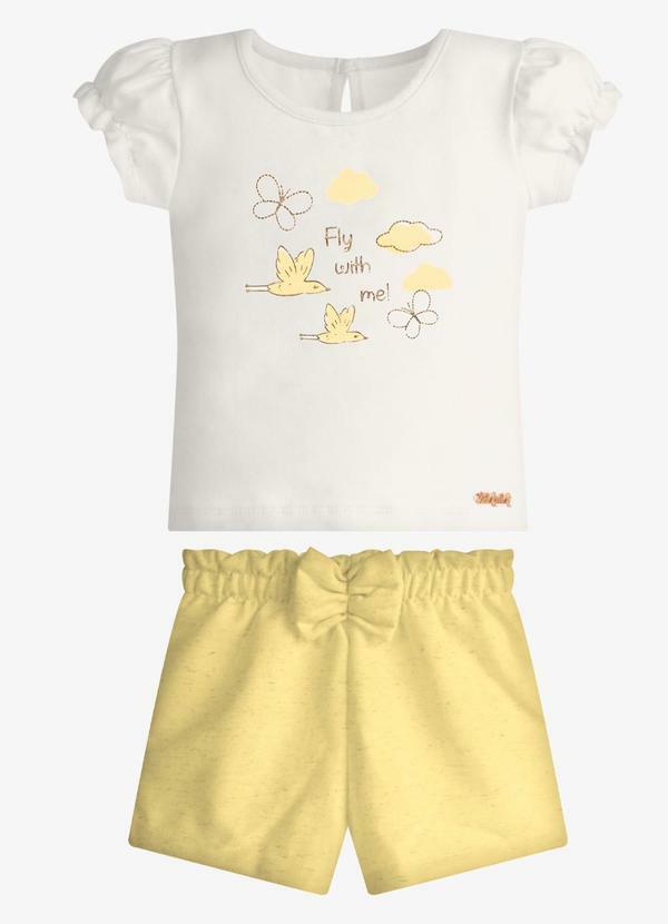 Conjunto Infantil Blusa com Shorts Bege
