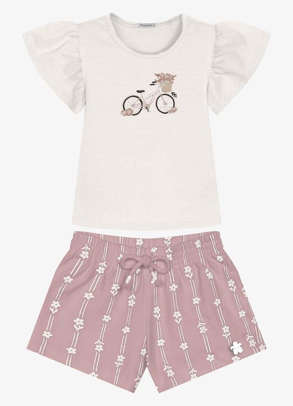 Conjunto Infantil Blusa com Shorts Bege