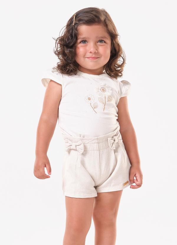 Conjunto Infantil Blusa com Shorts Bege
