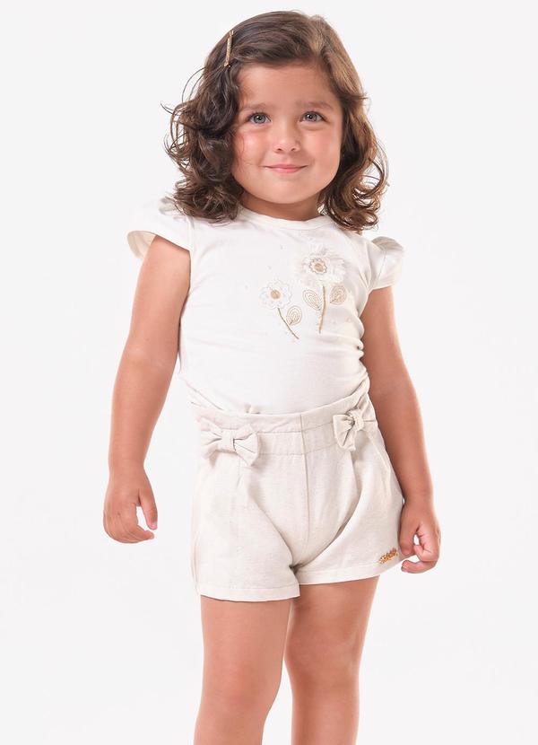 Conjunto Infantil Blusa com Shorts Bege