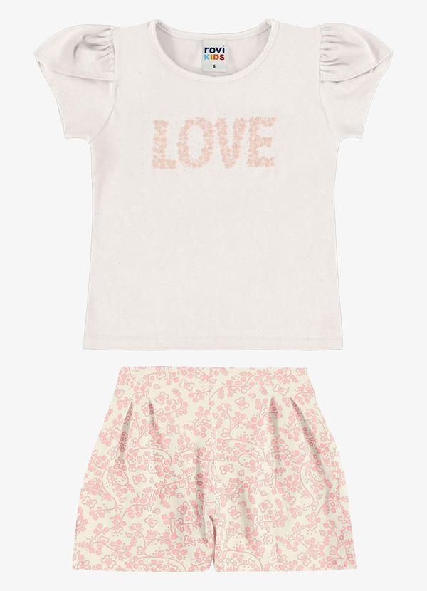 Conjunto Infantil Blusa com Shorts Bege