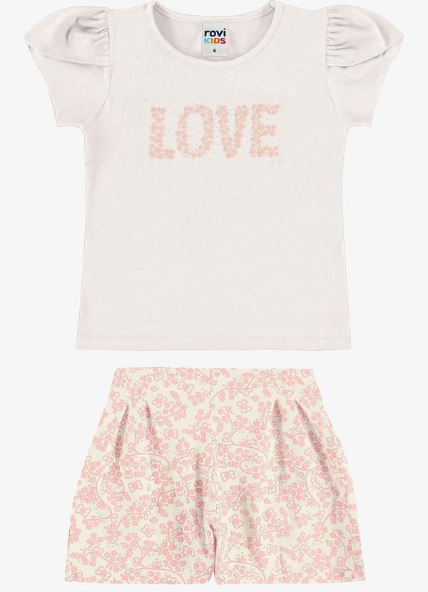 Conjunto Infantil Blusa com Shorts Bege