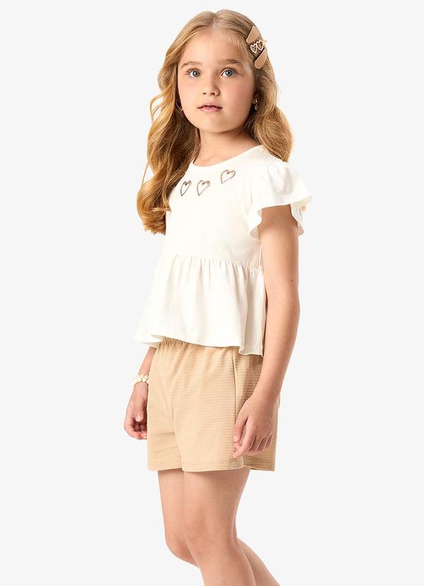 Conjunto Infantil Blusa com Shorts Bege