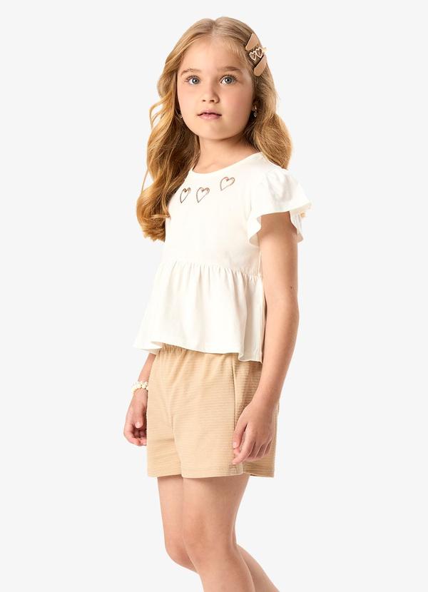 Conjunto Infantil Blusa com Shorts Bege