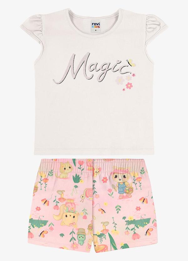 Conjunto Infantil Blusa com Shorts Bege