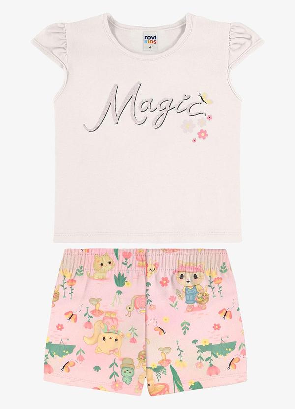 Conjunto Infantil Blusa com Shorts Bege