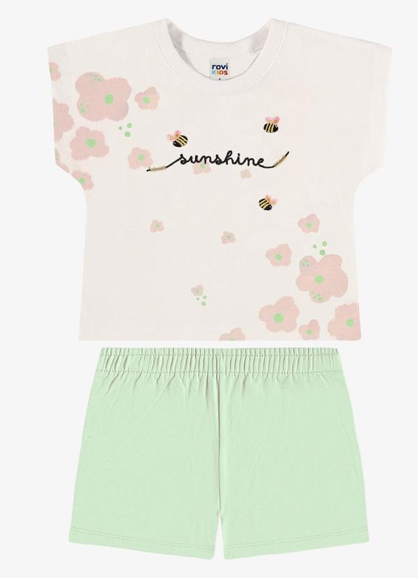 Conjunto Infantil Blusa com Shorts Bege