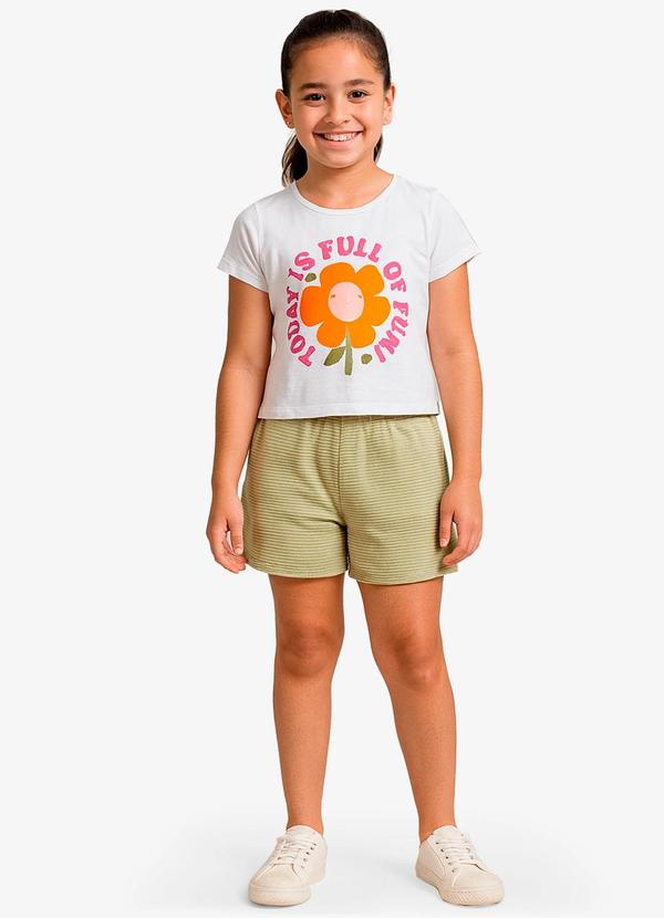 Vista 2 Conjunto Infantil Blusa com Shorts Branco Select Select