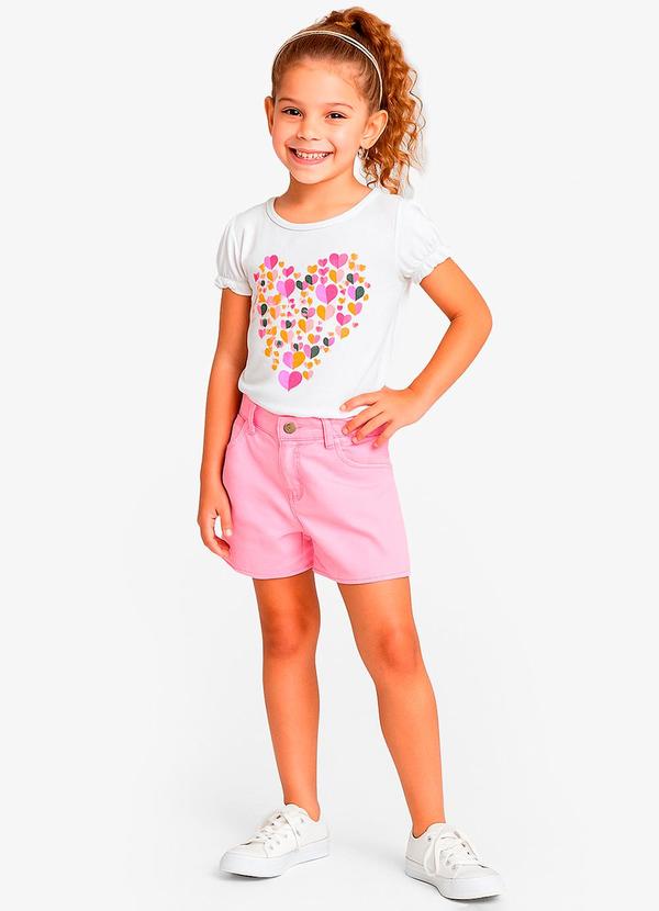 Vista 2 Conjunto Infantil Blusa com Shorts Branco Select Select
