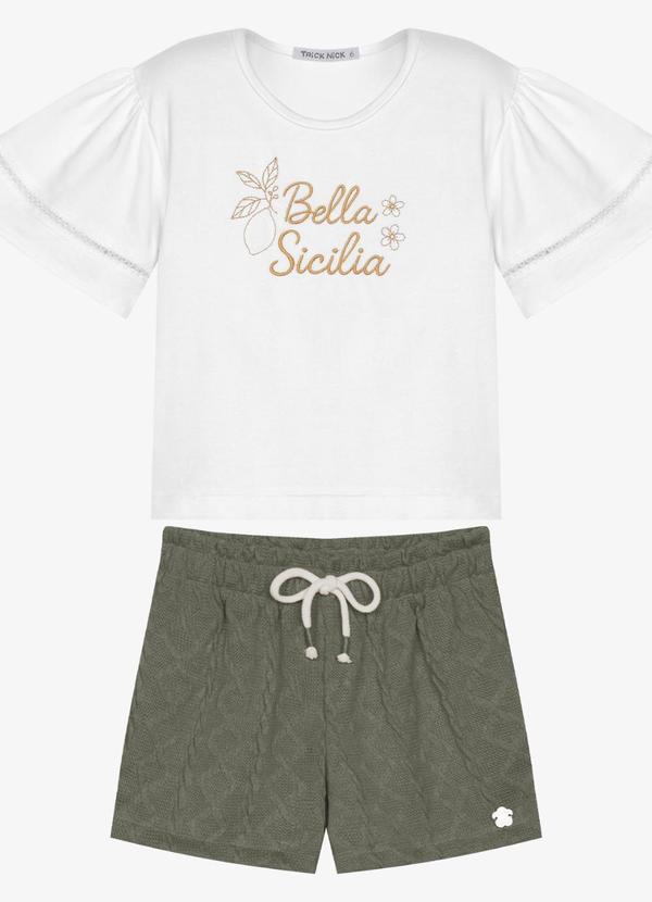 Conjunto Infantil Blusa com Shorts Branco