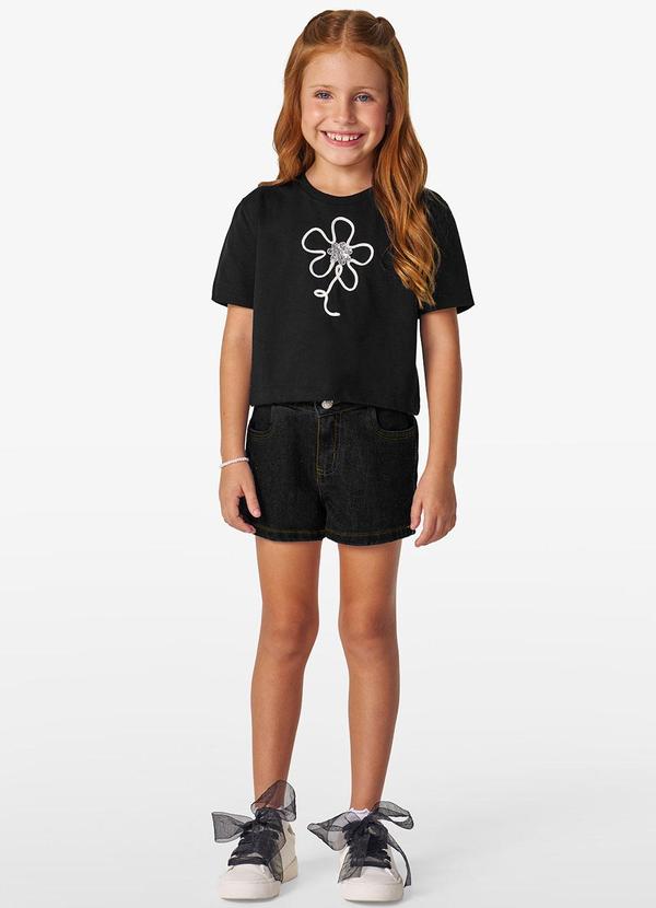 Conjunto Infantil Blusa com Shorts Preto