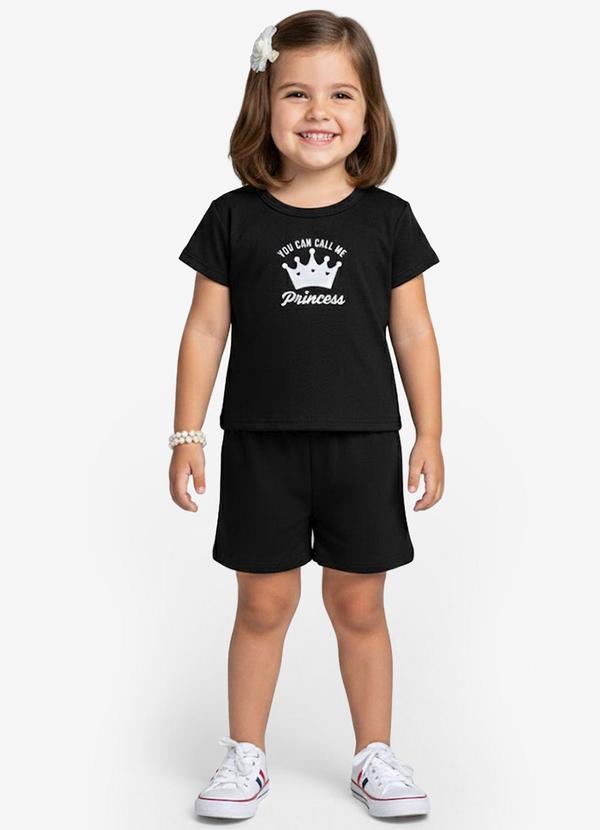 Vista 2 Conjunto Infantil Blusa com Shorts Preto Select Select