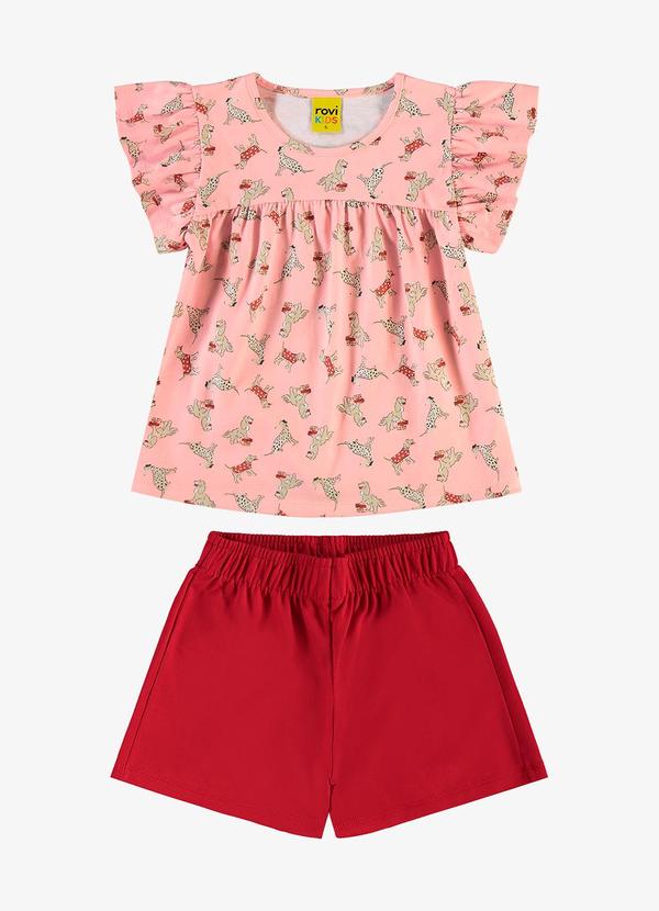 Conjunto Infantil Blusa com Shorts Rosa