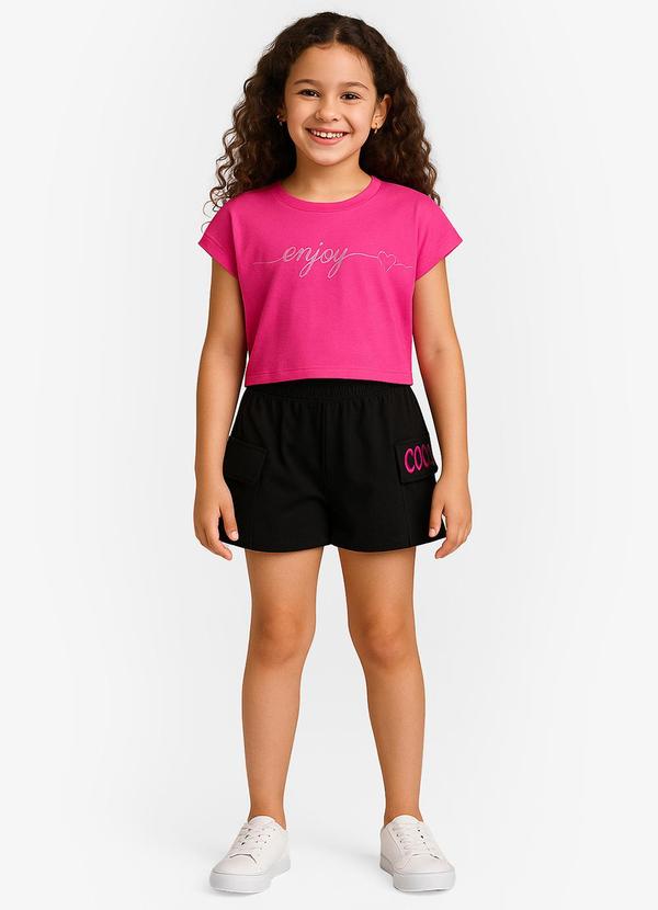Conjunto Infantil Blusa com Shorts Rosa