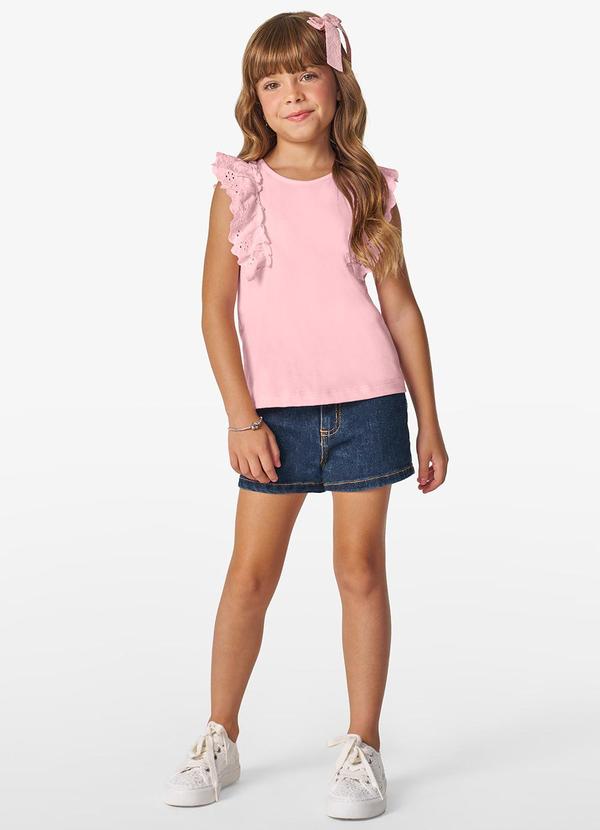 Conjunto Infantil Blusa com Shorts Rosa