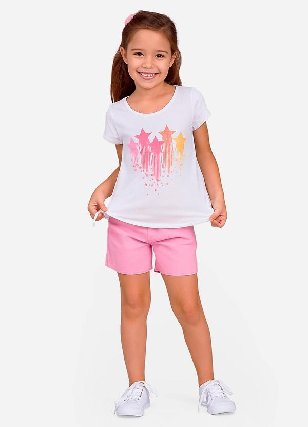 Vista 2 Conjunto Infantil Blusa com Shorts Rosa Rovi Kids Rovi Kids