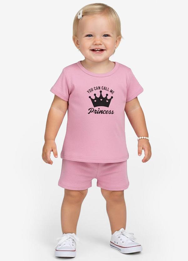 Conjunto Infantil Blusa com Shorts Rosa