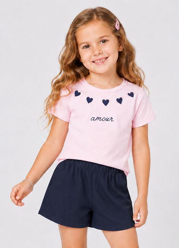 Conjunto Infantil Blusa com Shorts Rosa