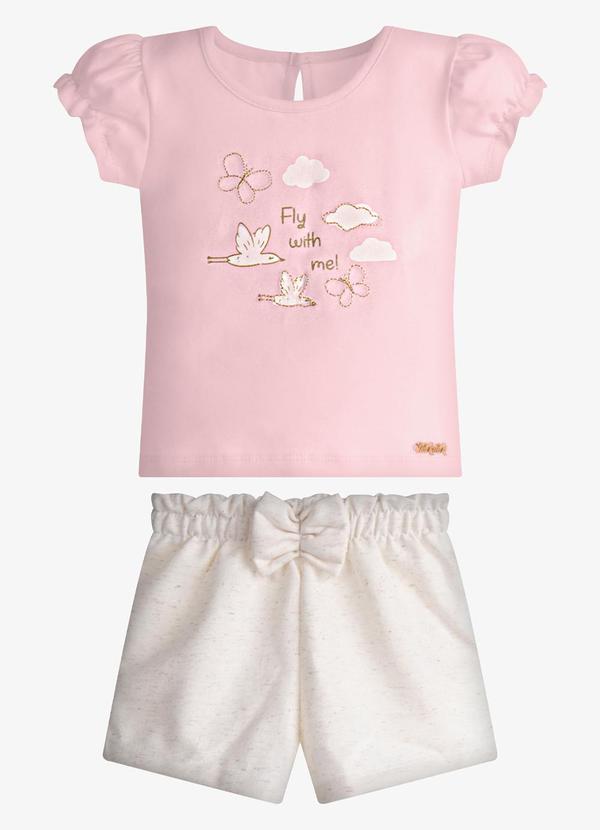 Conjunto Infantil Blusa com Shorts Rosa