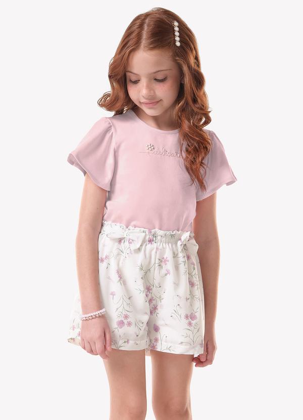 Conjunto Infantil Blusa com Shorts Rosa