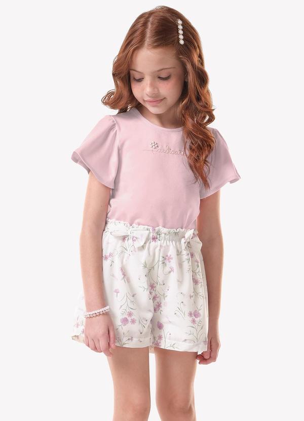 Conjunto Infantil Blusa com Shorts Rosa